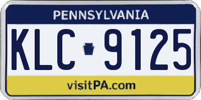PA license plate KLC9125