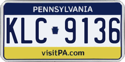 PA license plate KLC9136