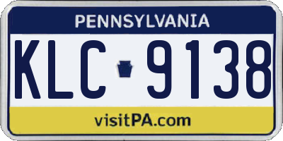 PA license plate KLC9138