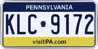 PA license plate KLC9172