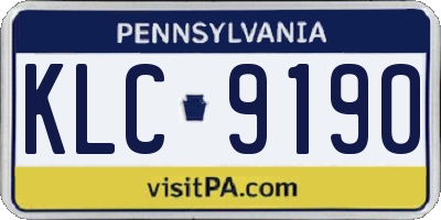 PA license plate KLC9190