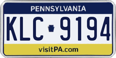 PA license plate KLC9194