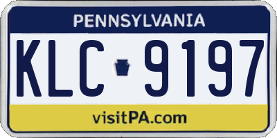 PA license plate KLC9197
