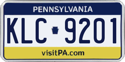 PA license plate KLC9201