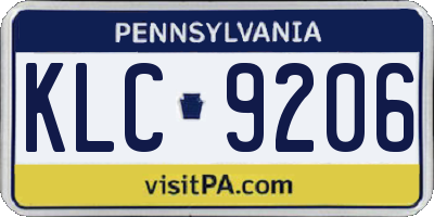 PA license plate KLC9206
