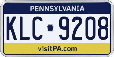 PA license plate KLC9208