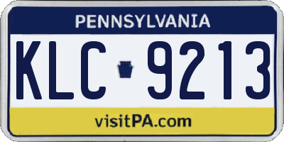 PA license plate KLC9213
