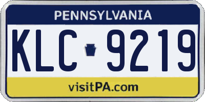 PA license plate KLC9219