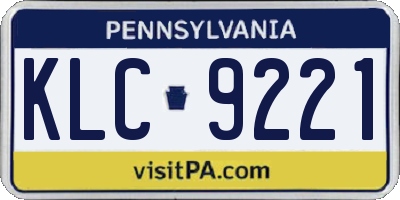 PA license plate KLC9221