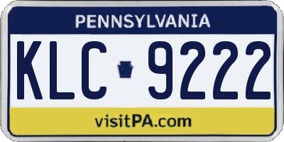 PA license plate KLC9222