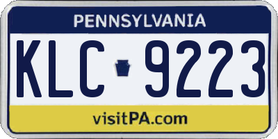 PA license plate KLC9223