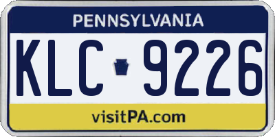 PA license plate KLC9226