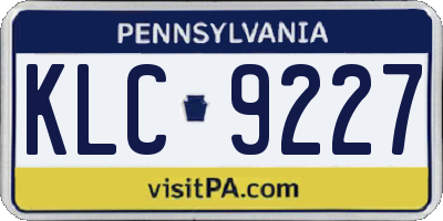 PA license plate KLC9227