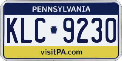 PA license plate KLC9230