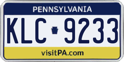 PA license plate KLC9233