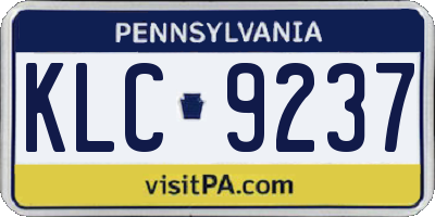 PA license plate KLC9237