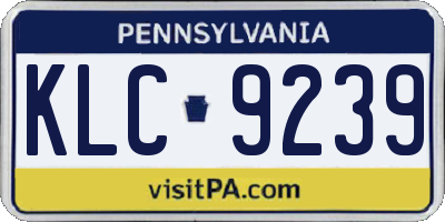 PA license plate KLC9239
