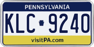 PA license plate KLC9240
