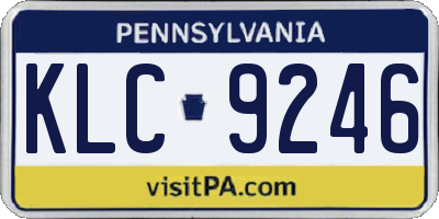 PA license plate KLC9246