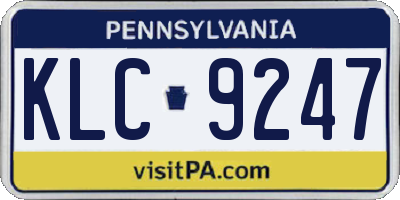 PA license plate KLC9247