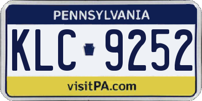 PA license plate KLC9252