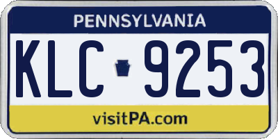 PA license plate KLC9253
