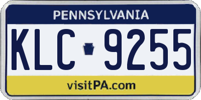 PA license plate KLC9255