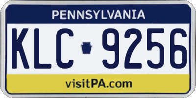 PA license plate KLC9256