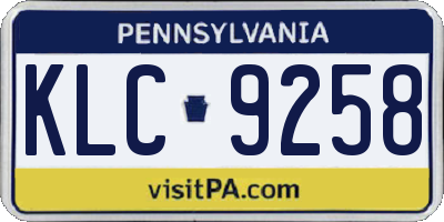 PA license plate KLC9258