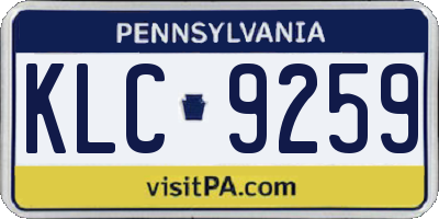 PA license plate KLC9259