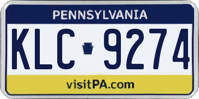 PA license plate KLC9274
