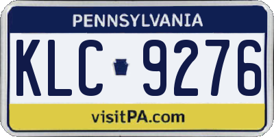 PA license plate KLC9276