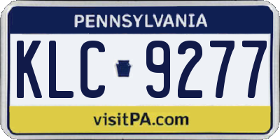 PA license plate KLC9277