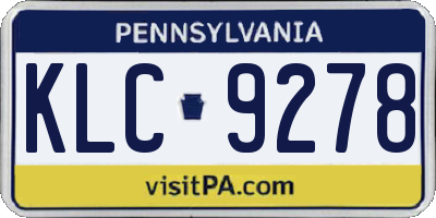 PA license plate KLC9278