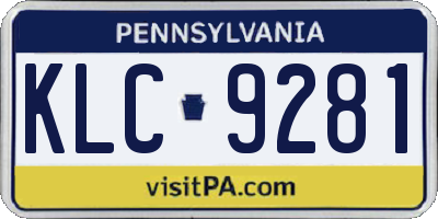 PA license plate KLC9281