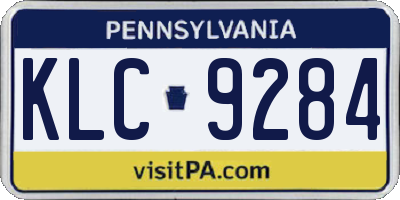 PA license plate KLC9284