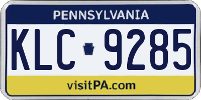 PA license plate KLC9285