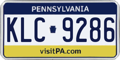 PA license plate KLC9286