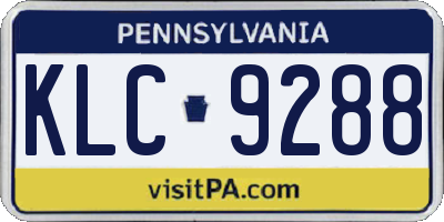 PA license plate KLC9288