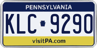 PA license plate KLC9290
