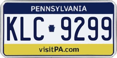 PA license plate KLC9299