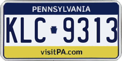 PA license plate KLC9313
