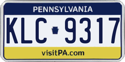 PA license plate KLC9317