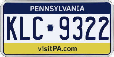 PA license plate KLC9322