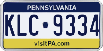 PA license plate KLC9334