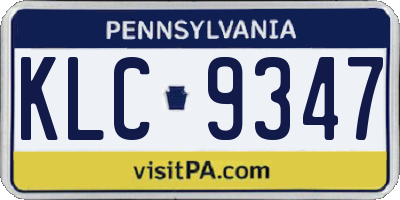 PA license plate KLC9347
