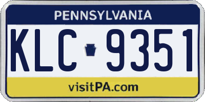 PA license plate KLC9351