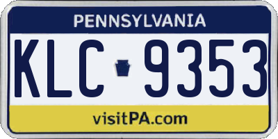 PA license plate KLC9353