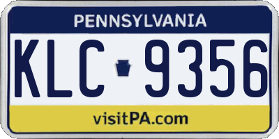 PA license plate KLC9356