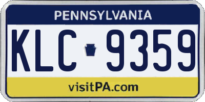 PA license plate KLC9359